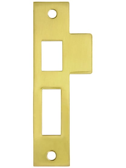 4 1/2 inch Solid Brass Mortise Strike Plate in Unlacquered Brass.